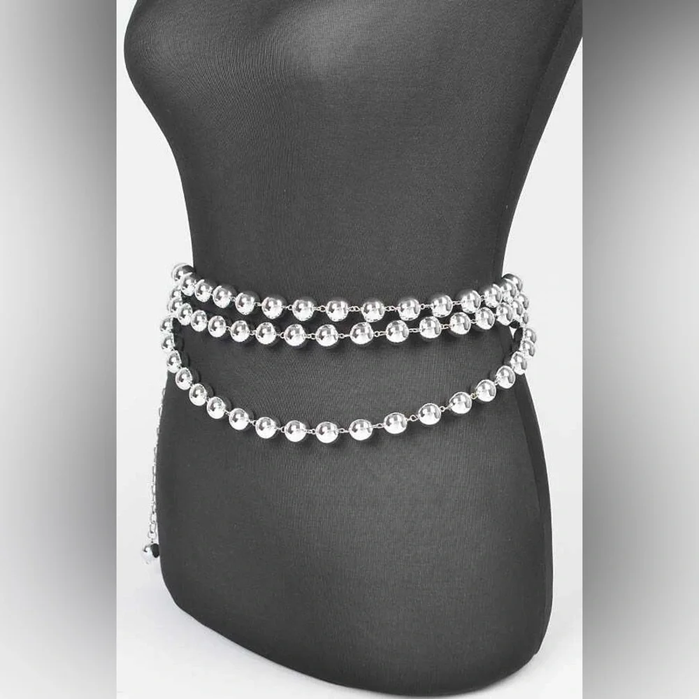 Chunky Metal Chain Adjustable Waist Statement Belt